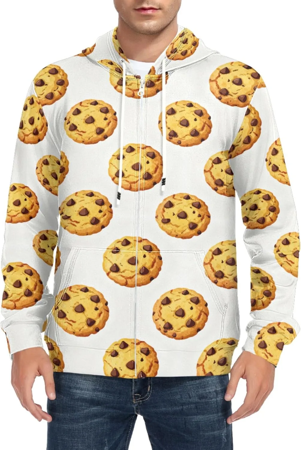 

Мужская толстовка с полной молнией в узоре Chocolate Chip Cookie, с длинными рукавами и карманом CUPADA