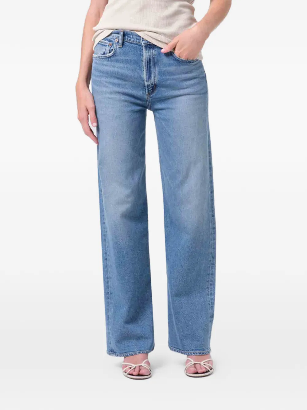 

Джинсы с эффектом потертостей Agolde, синий