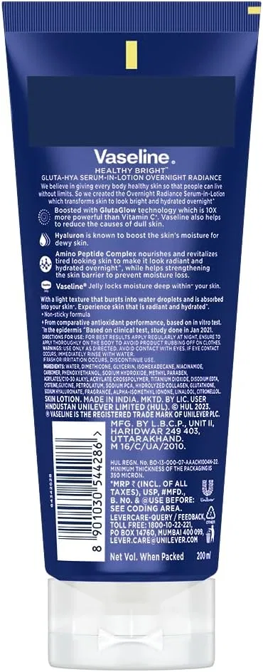 Лосьон для тела Vaseline Gluta-Hya Serum Burst Overnight Radiance Repair, 2 шт., 300 мл — фото 2