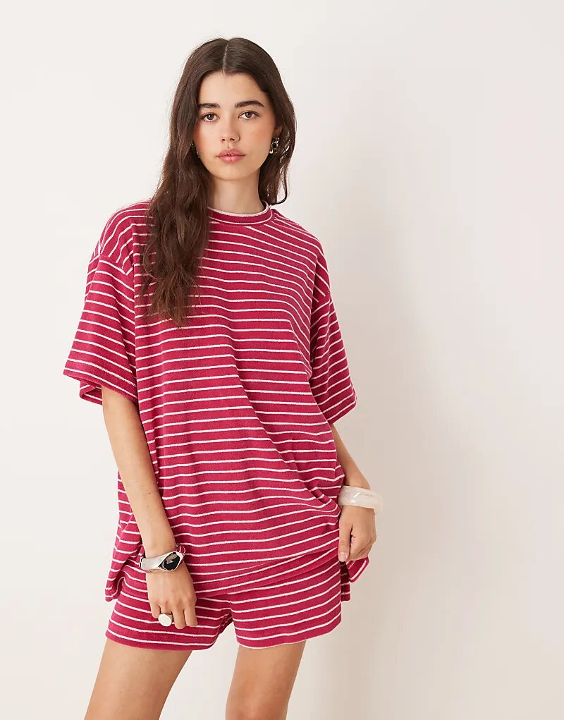 

Футболка свободного кроя ASOS DESIGN в розовую полоску