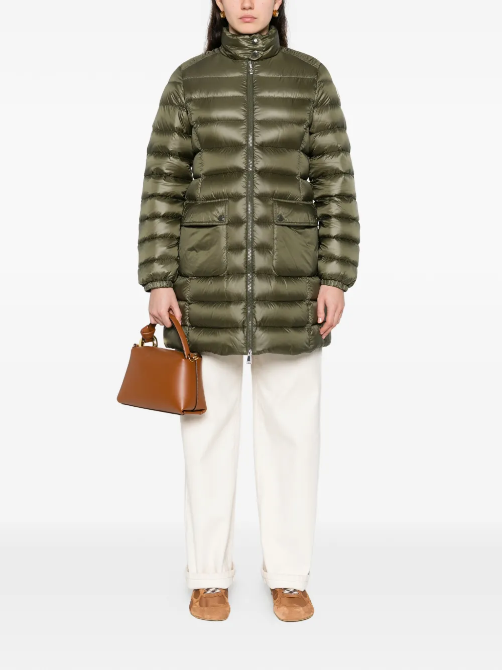 Стеганое пальто с двумя карманами Moncler, зеленый — фото 2