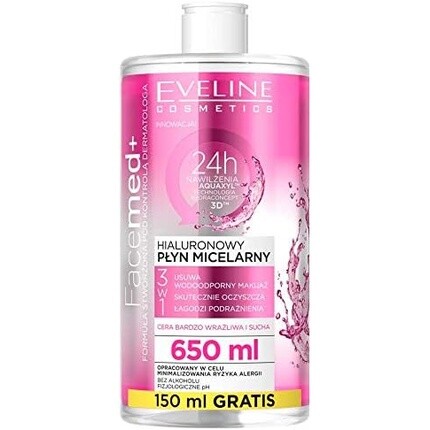 

Мицеллярная жидкость Facemed Hyaluronic 3-в-1, 650 мл, Eveline Cosmetics