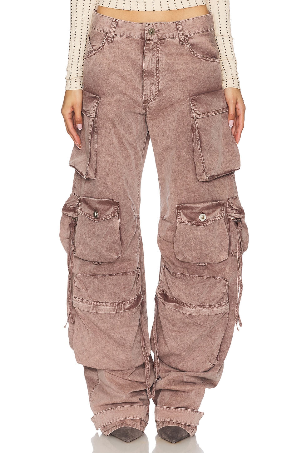

Широкие брюки-карго The Attico, washed mauve