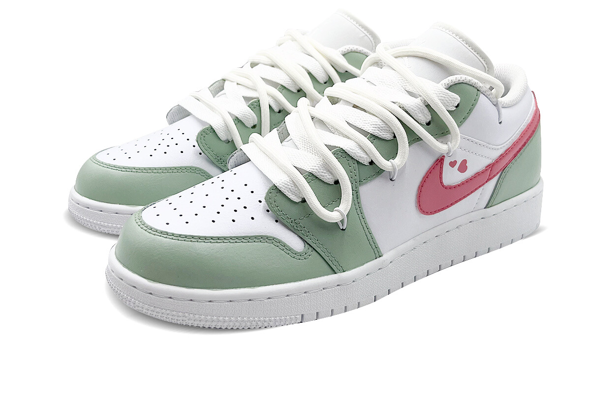 Кроссовки Air Jordan 1 Skateboarding Shoes Women's Low-top Green/White, желтый — фото 3