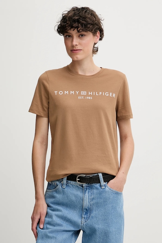 

Хлопковая футболка Tommy Hilfiger, коричневый
