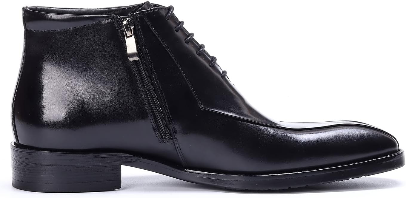Мужские ботинки Santimon Oxfords, формальные, из натуральной кожи, с гладким носком, на щиколотке, мужская мода, деловой стиль, повседневная одежда, на свадьбу, выпускной, под смокинг, комфортные западные ботинки на шнуровке, черный — фото 3
