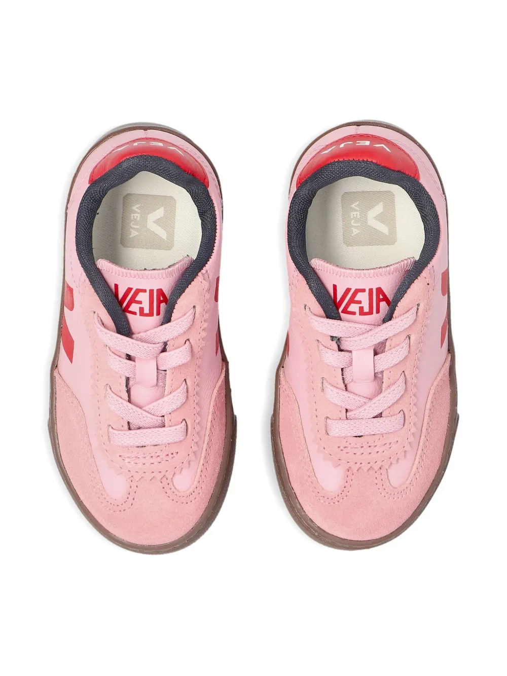 Кроссовки Volley из кожи с V-образным логотипом VEJA Kids, розовый — фото 4