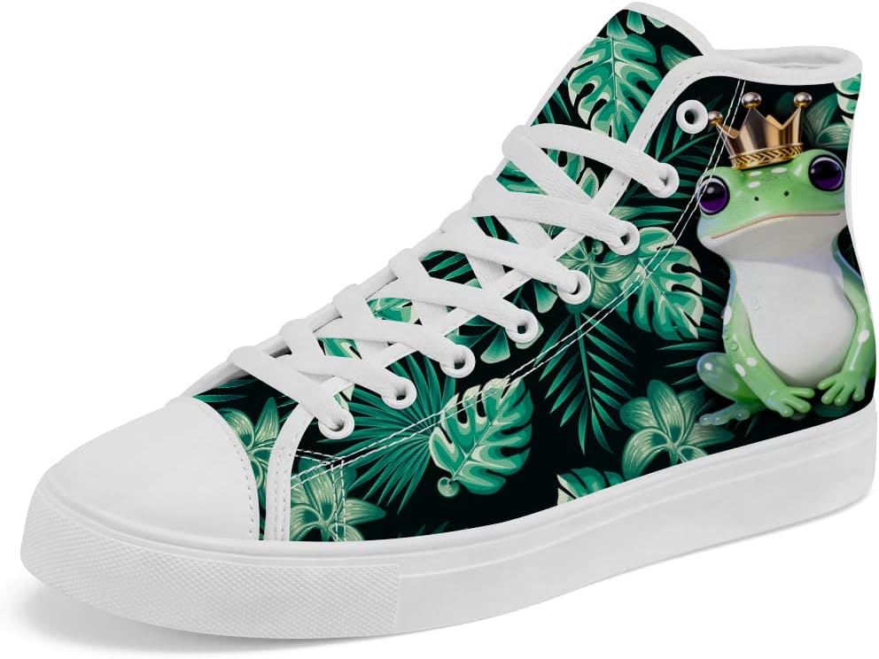 

Кеды Frog с высоким берцем, высокие холщовые кроссовки на шнуровке, повседневная обувь для женщин и мужчин Chebing, зеленый