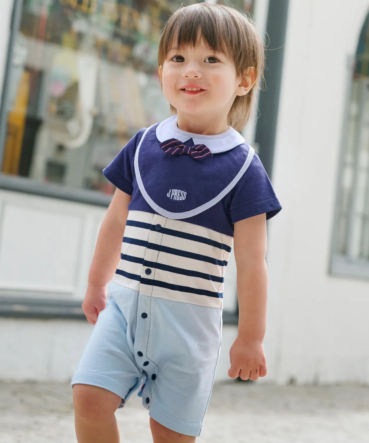 Комбинезон-ползунки с бабочкой и слюнявчиком J.PRESS KIDS, 70 штук, синий