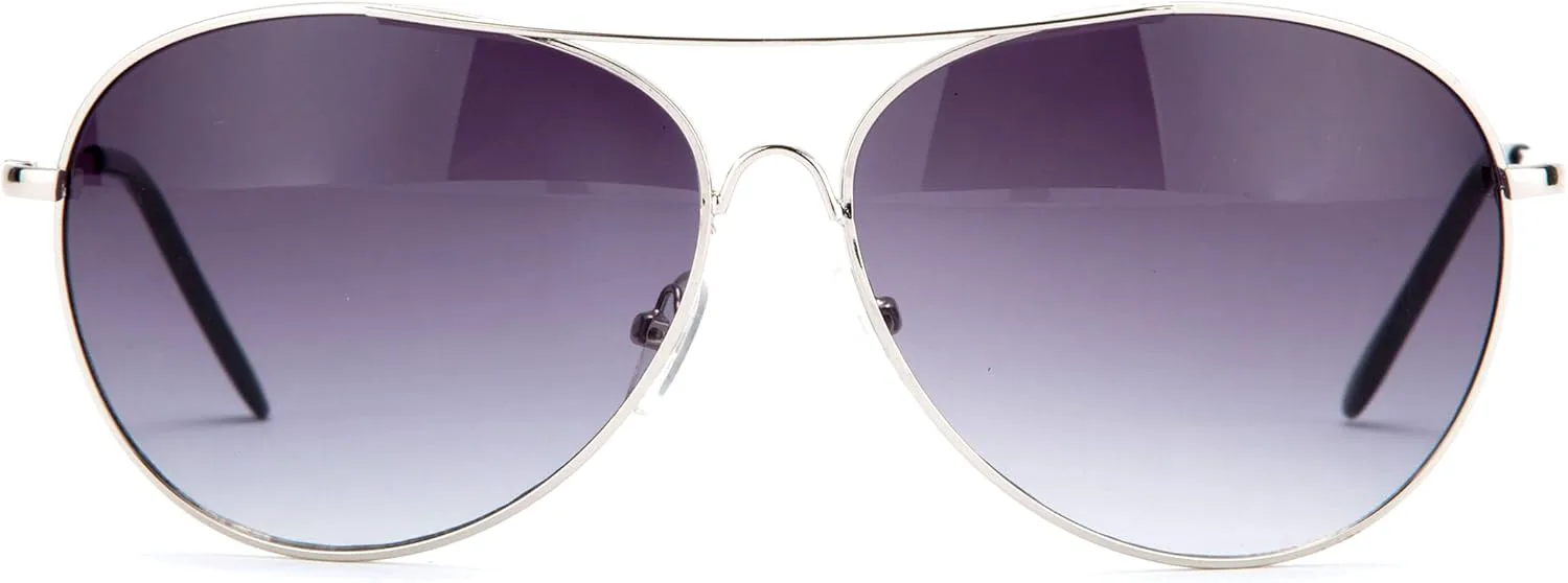 

Newbee Fashion - Солнцезащитные очки-авиаторы "Atonika" с классическими металлическими пружинными шарнирами в винтажном стиле Newbee Fashion Sunglasses, Silver