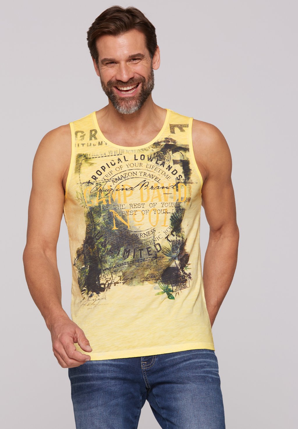 

Майка MUSKEL OIL DYED MIT PRINT Camp David, желтый