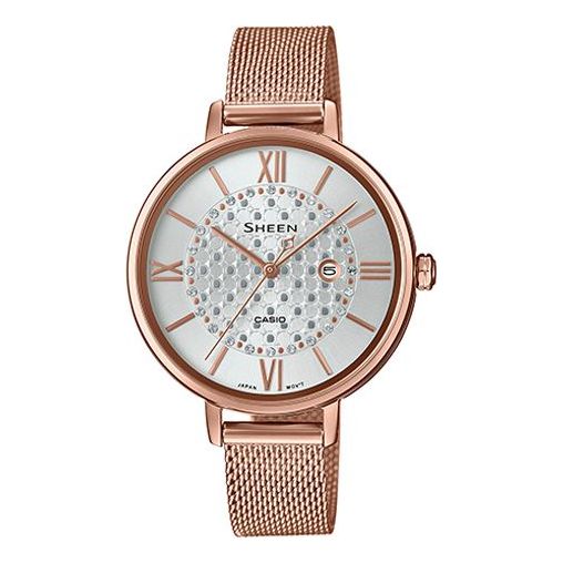 

Часы CASIO Waterproof SHEEN Quartz Sapphire Crystal Rose Gold Analog, золотой
