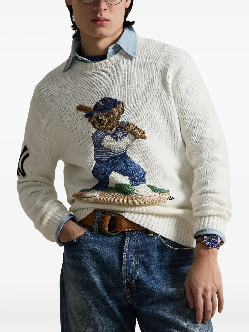 Свитер с графичным принтом Polo Ralph Lauren, бежевый — фото 3