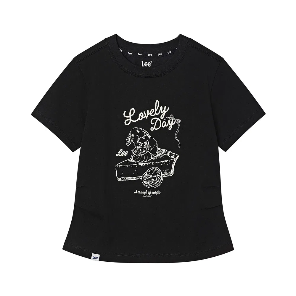 Детская футболка с графикой десерта и сборками, чёрная, от Lee Kids