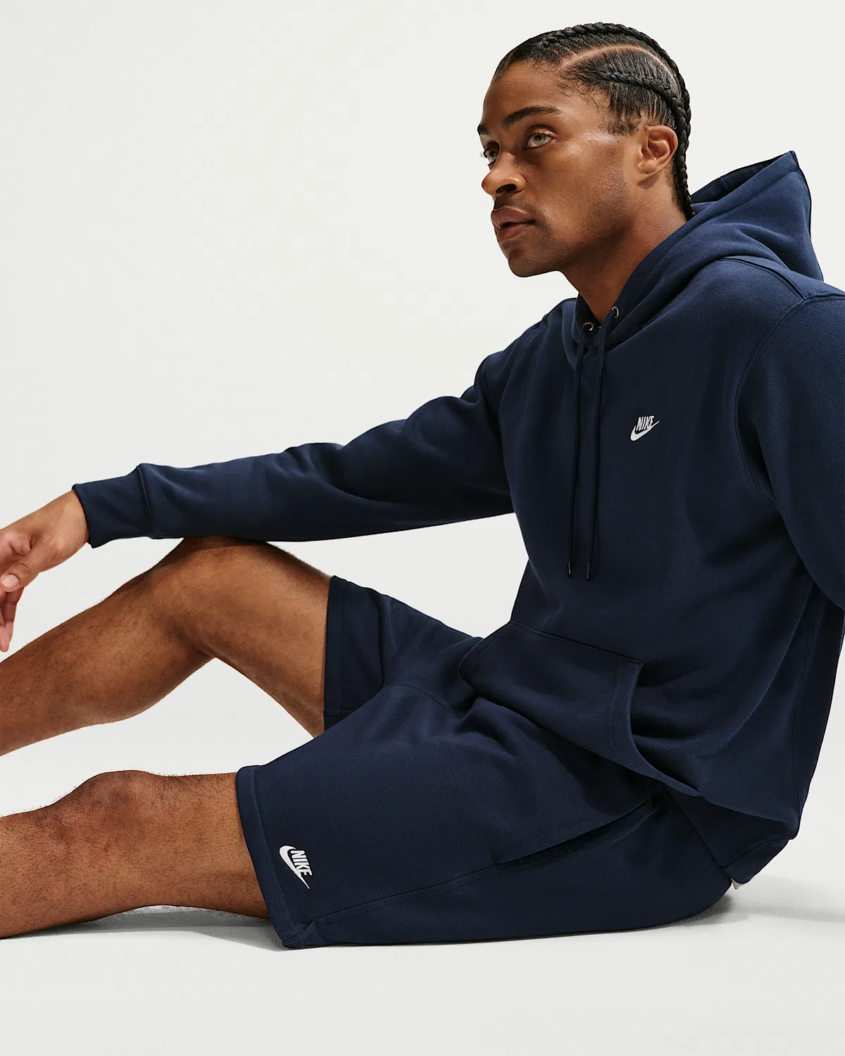 Мужские шорты Nike Club из французского флиса Flow, Obsidian/Obsidian/White — фото 4