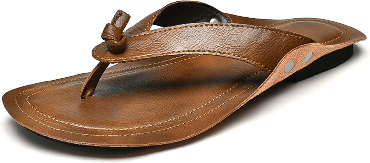 

Мужские сандалии Vtiao из натуральной кожи, модные повседневные шлепанцы, элегантные премиальные сандалии для улицы, летние повседневные сандалии для дома и улицы, коричневый