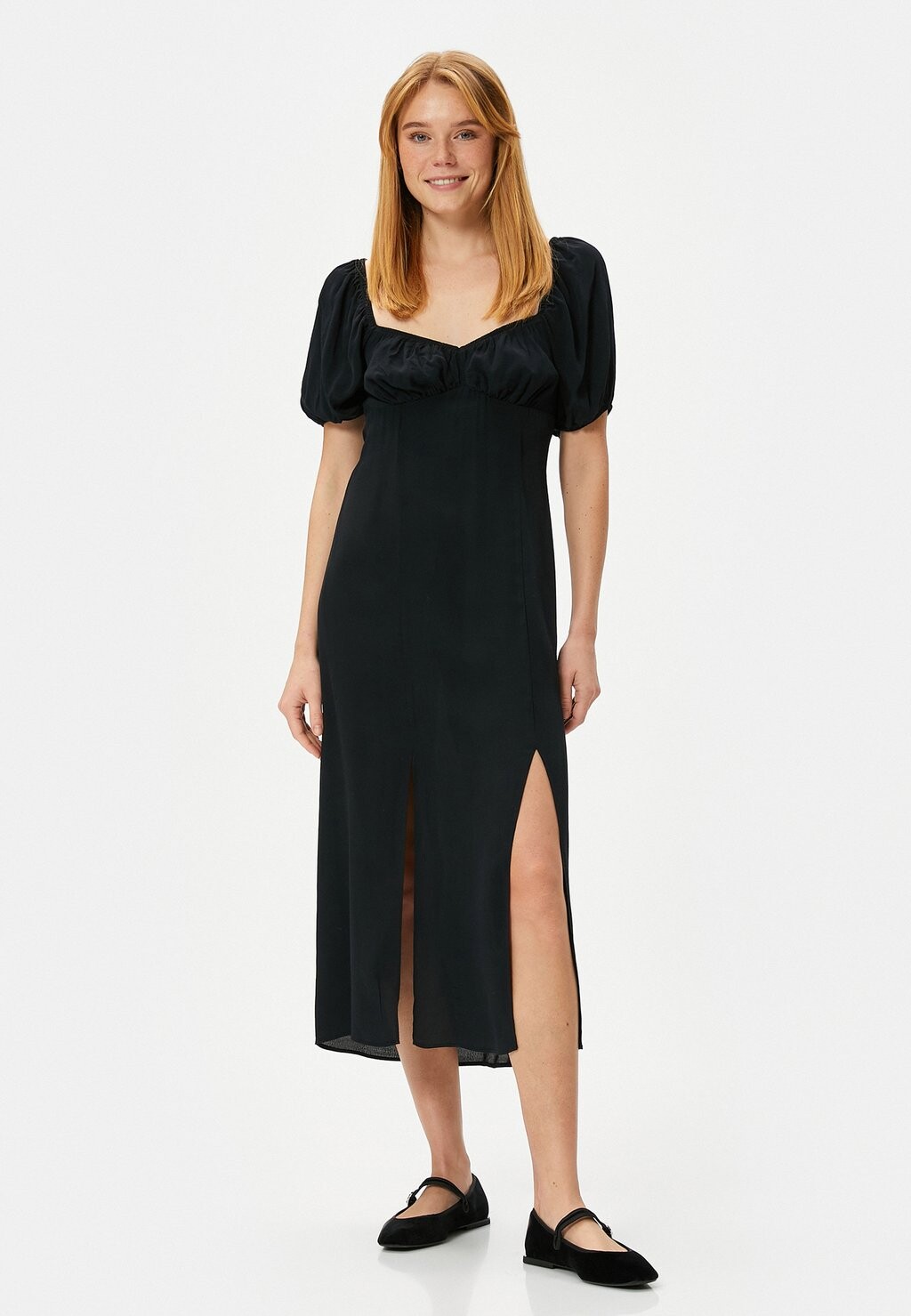 

Повседневное платье SLIT DETAIL PUFF SLEEVE MIDI Koton, черный