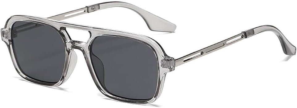 

Винтажные квадратные солнцезащитные очки для женщин, конфетные цвета, ретро-очки с двойной перемычкой, мужские ретро-очки с градиентным переходом, защитные очки UV400 HYYZZC, Grey Black