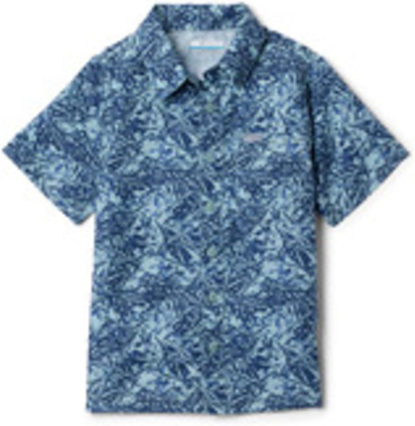 

Columbia Boys Slack Tide Короткий рукав Кэмп рубашка, Crushed Blue Marlin Palms