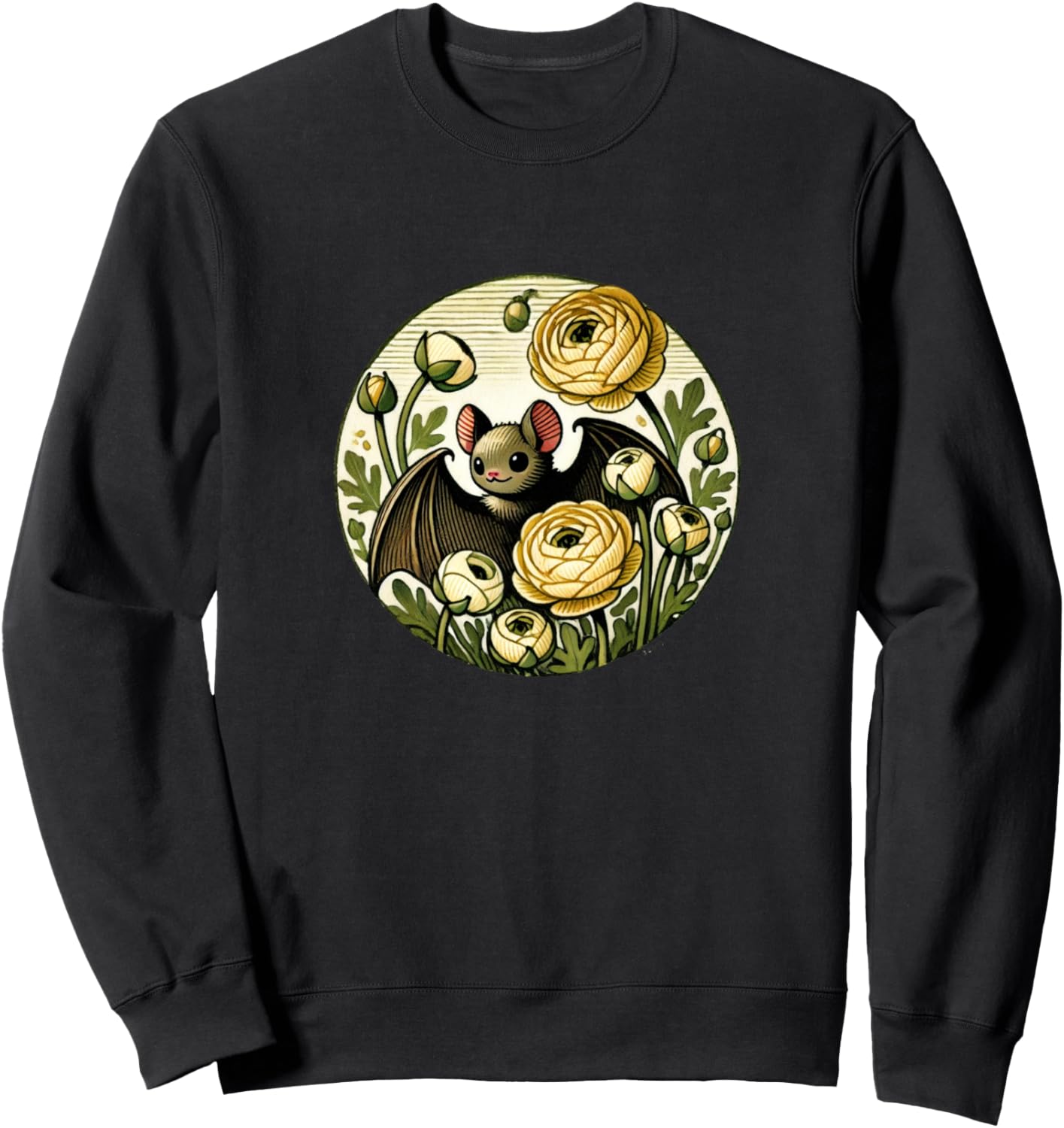 

Милая толстовка с цветочным рисунком летучей мыши Vintage Bats Art Snugg, черный