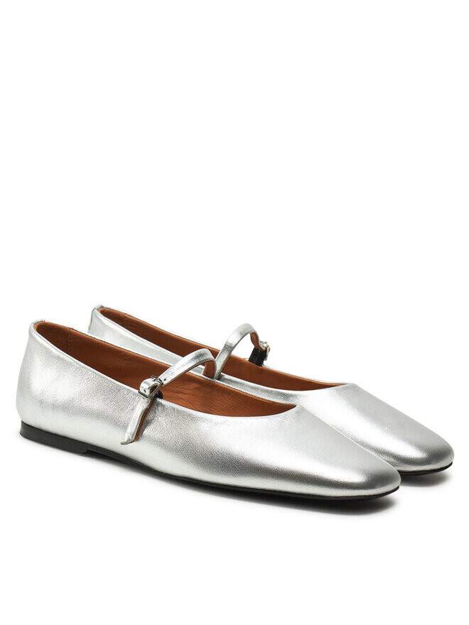 Балетки Calvin Klein Mary Jane Ballerina - Met HW0HW02269, серебряный — фото 2
