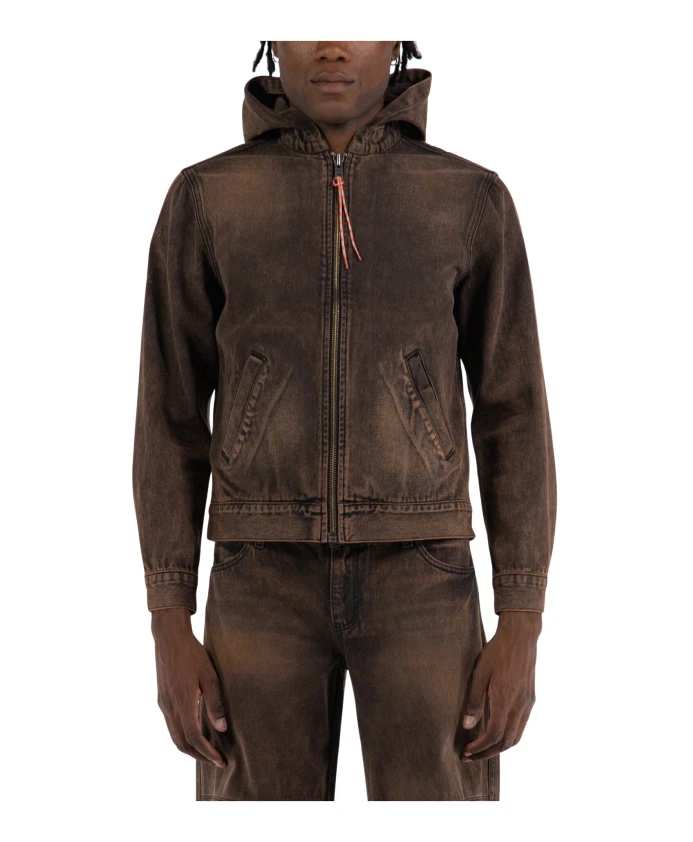 

Джинсовая куртка оверсайз с эффектом кислотной стирки Aries, коричневый