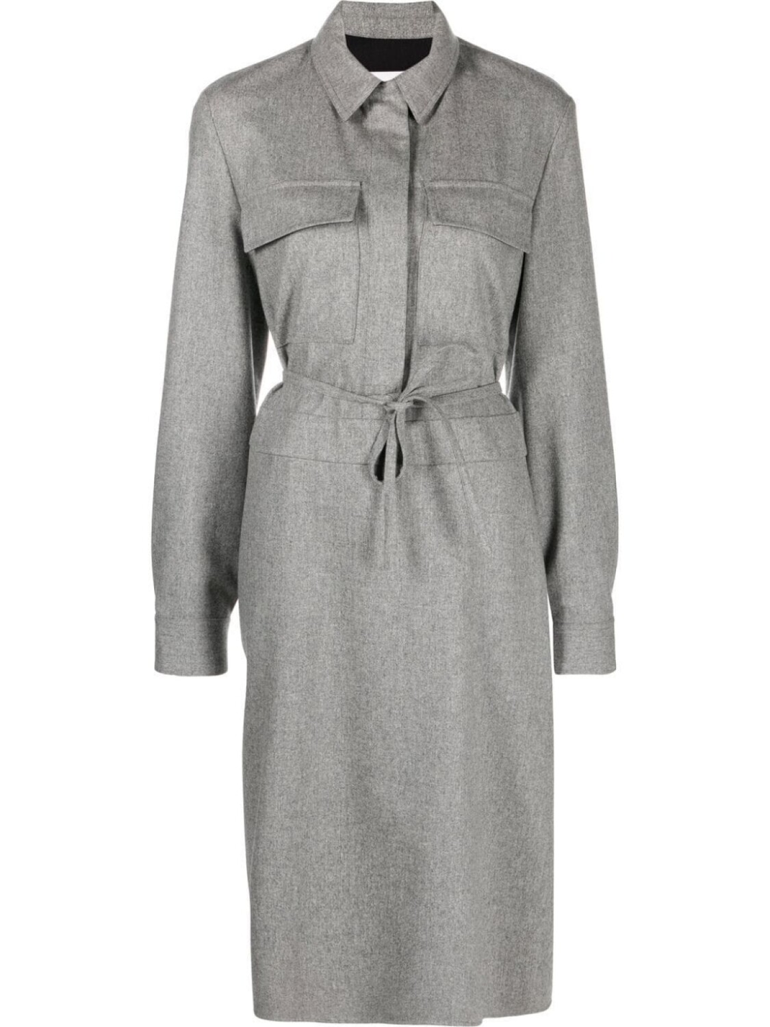 

Jil Sander шерстяное платье-рубашка с поясом, серый