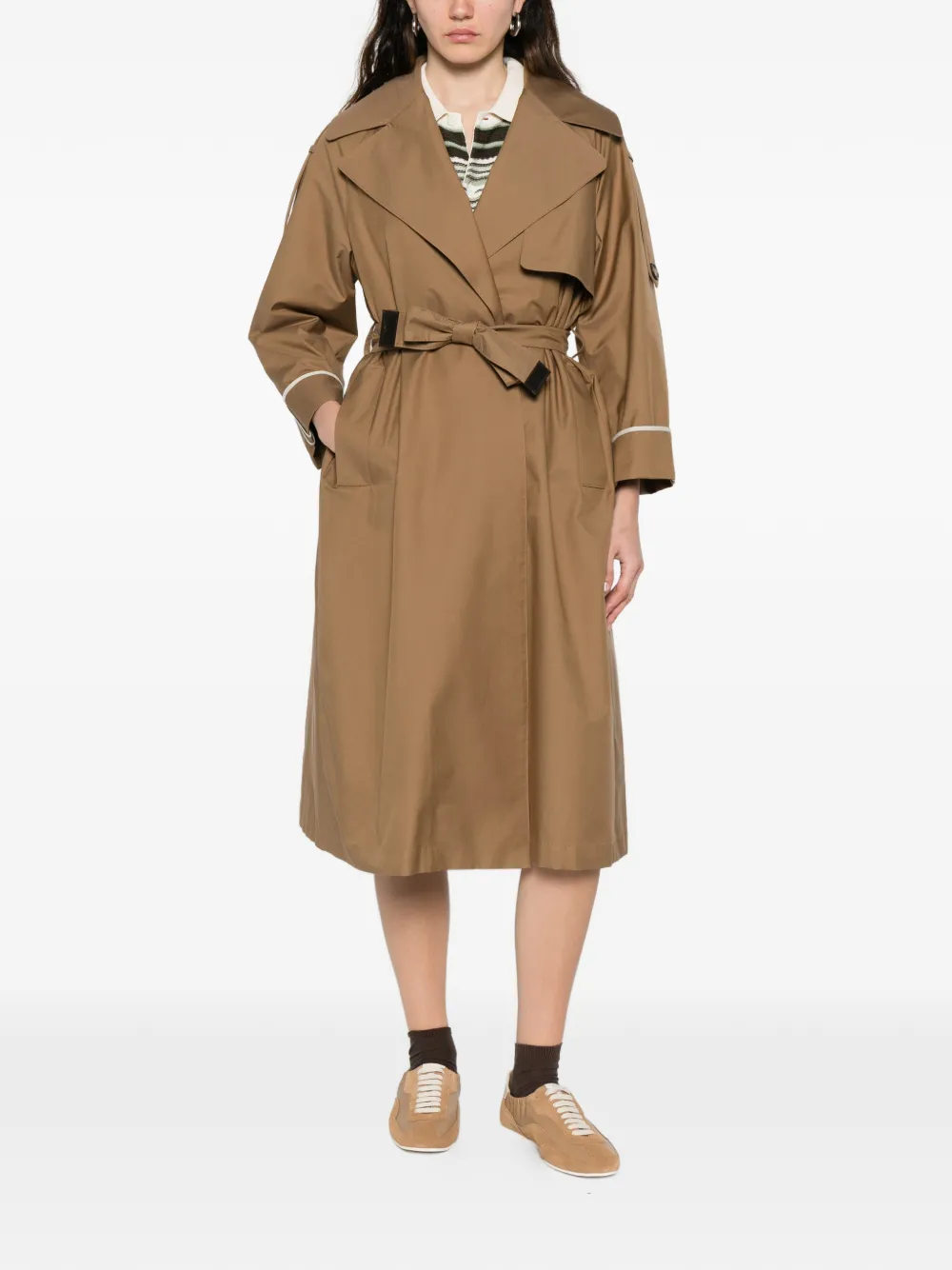 Пальто с лацканами и поясом MAX MARA, коричневый — фото 2