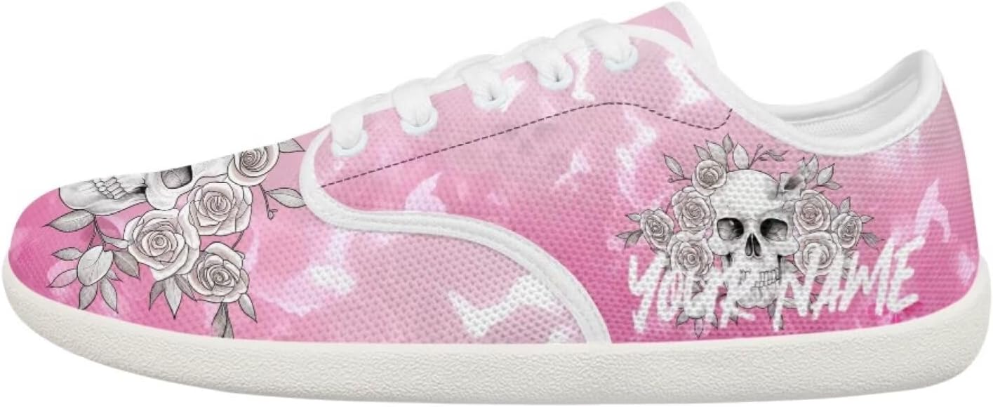 

Кроссовки для ходьбы для женщин и мужчин, с широким носком, босоножки, с нулевым перепадом высоты подошвы, минималистичные кроссовки, дышащая сетка, теннисные кроссовки Pointodoor, Skull Rose Print