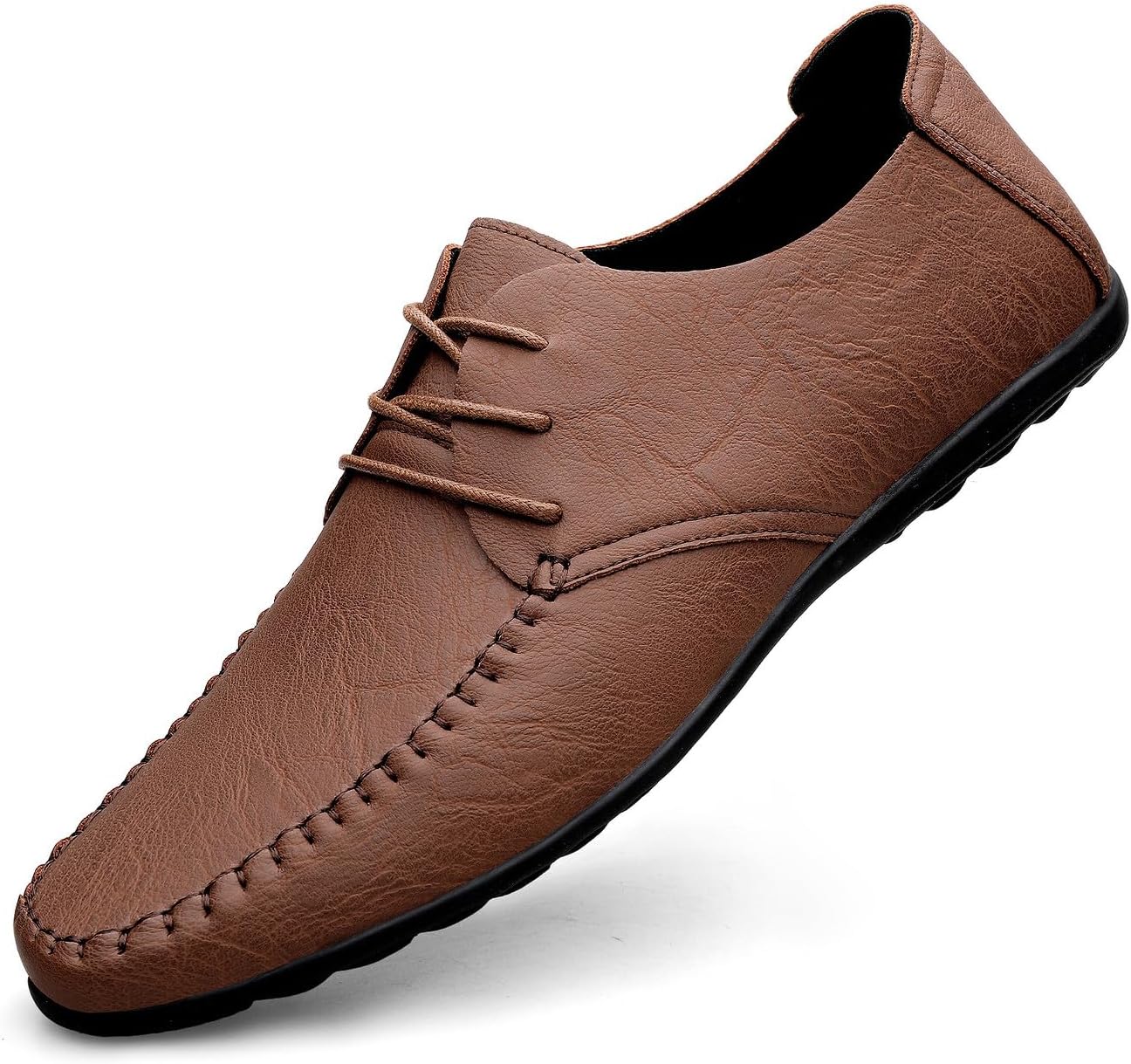 

Мужские премиальные повседневные кроссовки WELRUNG из искусственной кожи на шнуровке для ходьбы, работы и вождения, коричневый