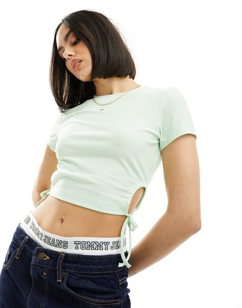 

Зеленый укороченный топ в рубчик Tommy Hilfiger