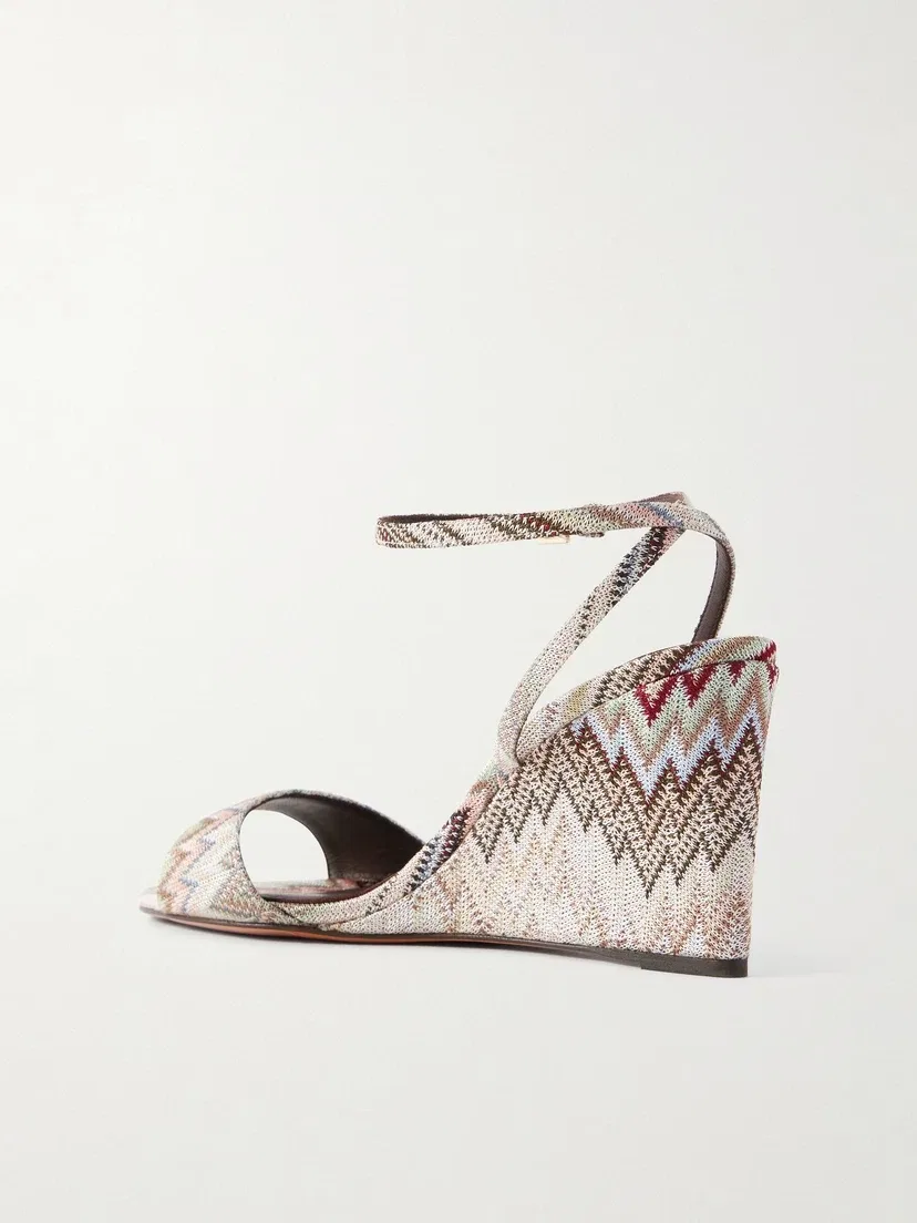 Сандалии Missoni Julie из плетеного текстиля в полоску, бежевый — фото 3