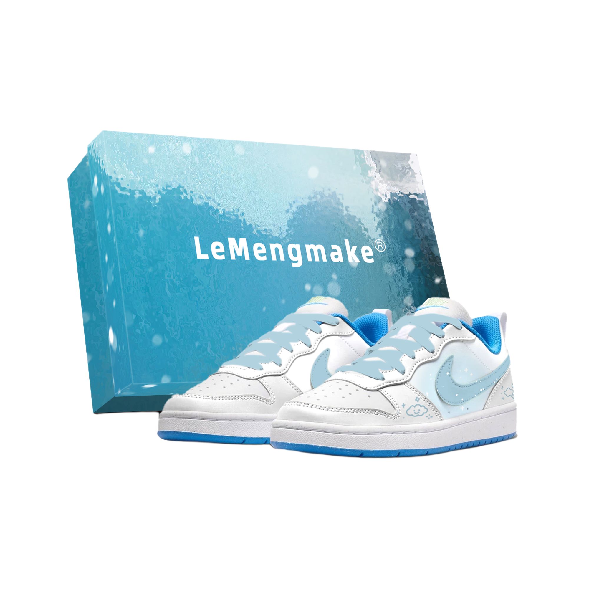 

Кроссовки Court Borough Ultramarine Galaxy S BOX с противоскользящим покрытием, износостойкие, низкие, для детей и подростков Nike, белый