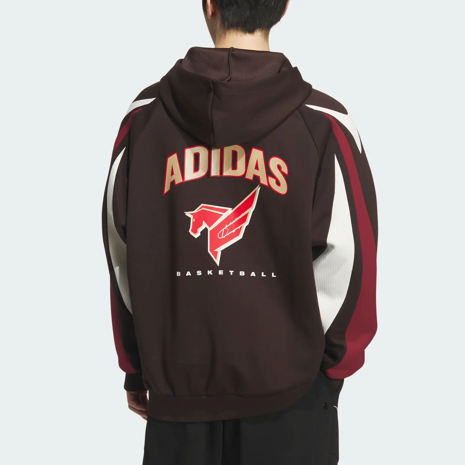 БАСКЕТБОЛЬНЫЙ свитшот FW25 мужской Adidas, коричневый/красный/белый — фото 4