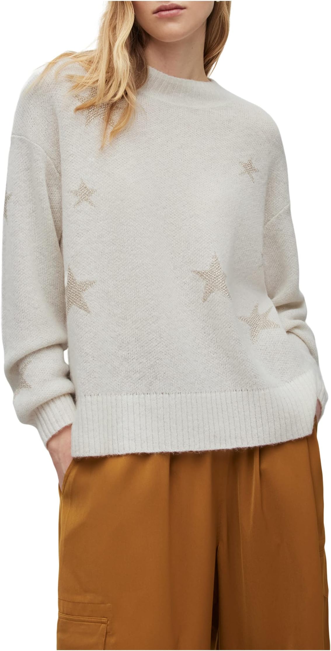 

Свитер AllSaints Astra Star Jumper, цвет Chalk White/Champange