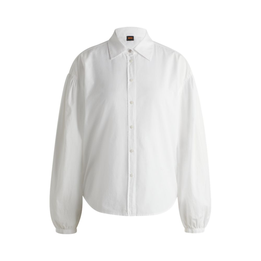

Блузка прямого кроя из хлопкового поплина с острым воротником BOSS, белый