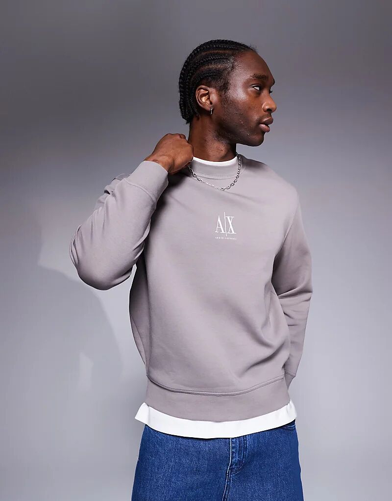 

Толстовка с центральным логотипом коричневого цвета Armani Exchange