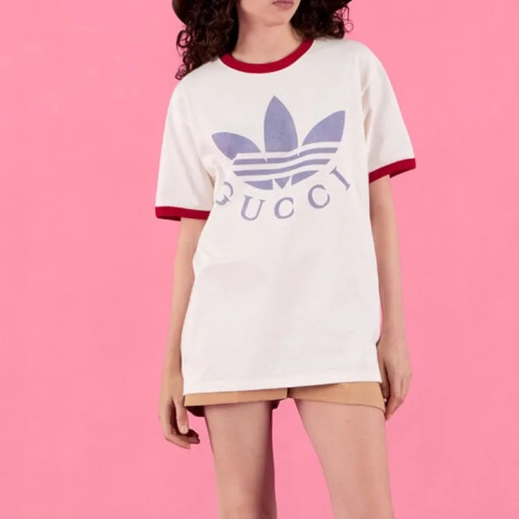 Футболка Adidas Cotton Jersey бело-красная — фото 4