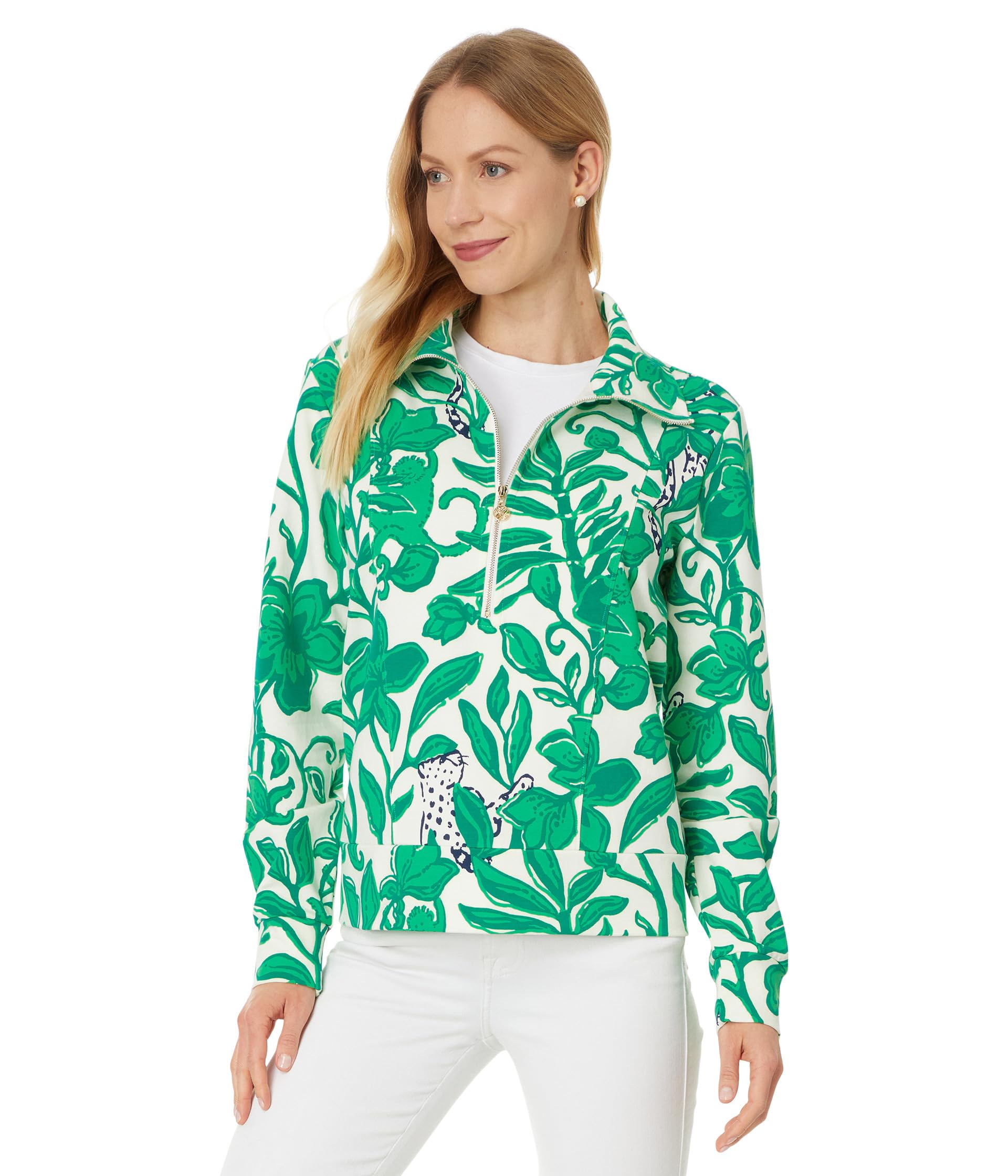 

Толстовка Lilly Pulitzer Eleni Upf 50+ Pullover, Fiddle Leaf Green Escape Plan