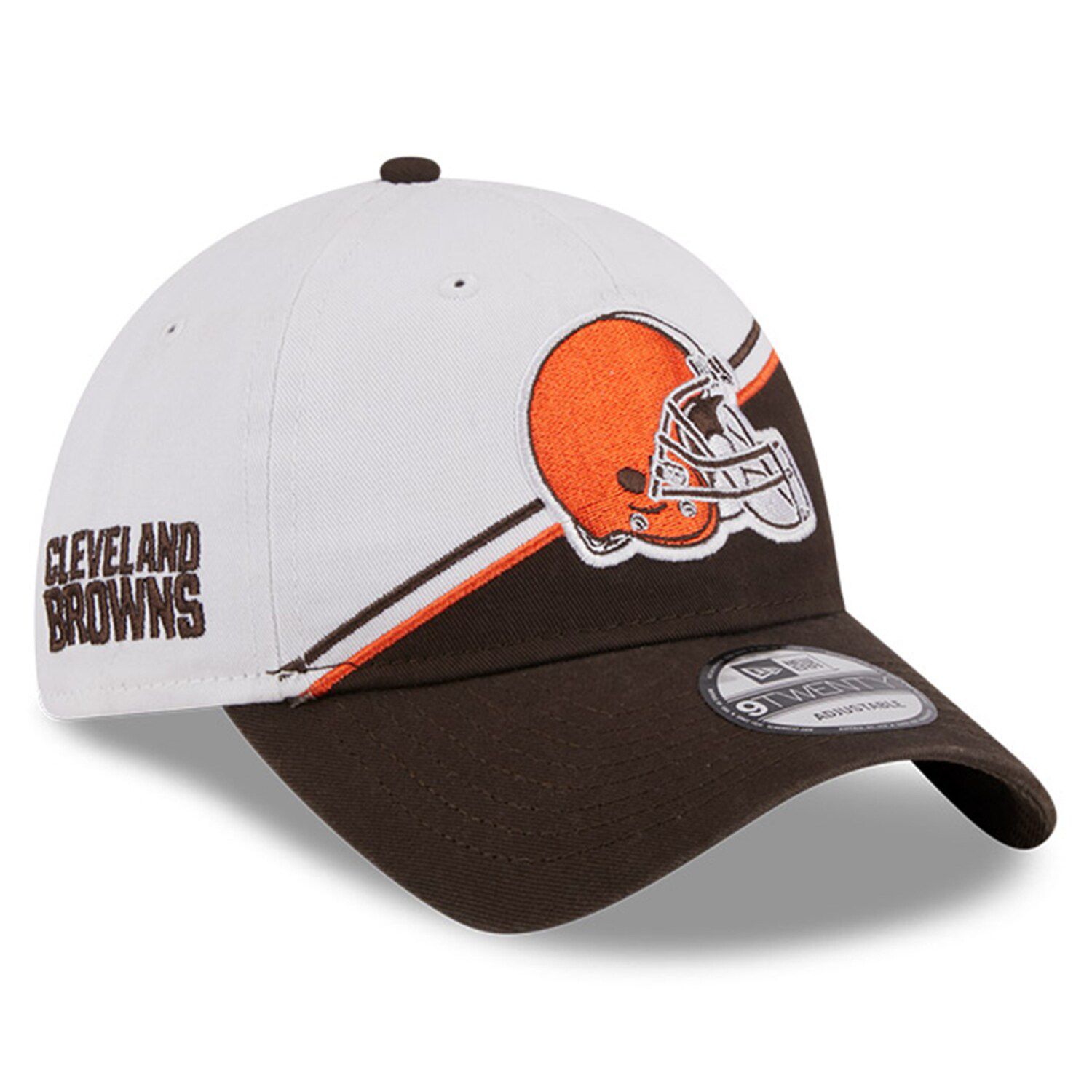 

Мужская регулируемая кепка New Era белого/коричневого цвета Cleveland Browns 2023 Sideline 9TWENTY