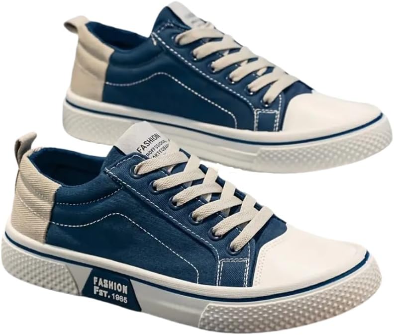 

Мужские дышащие повседневные тканевые кеды, низкие кроссовки на шнуровке для улицы, модные скейт-кроссовки Fmshi, синий