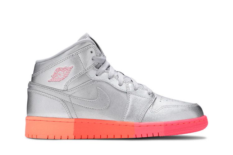Кроссовки Air Jordan Air Jordan 1 Mid GS 'Metallic Silver Pink Crimson', серебряный — фото 2