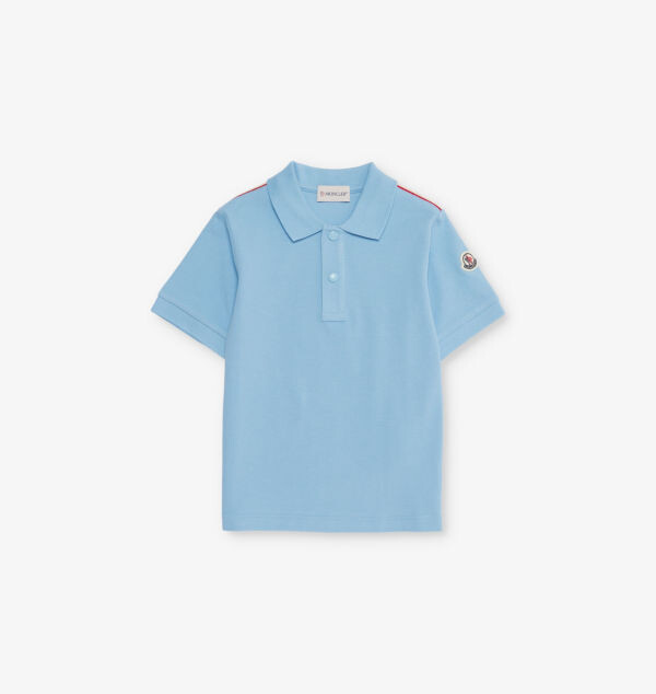 

Рубашка поло Brand-Patch из хлопка-пике с короткими рукавами для детей 4–14 лет Moncler, синий