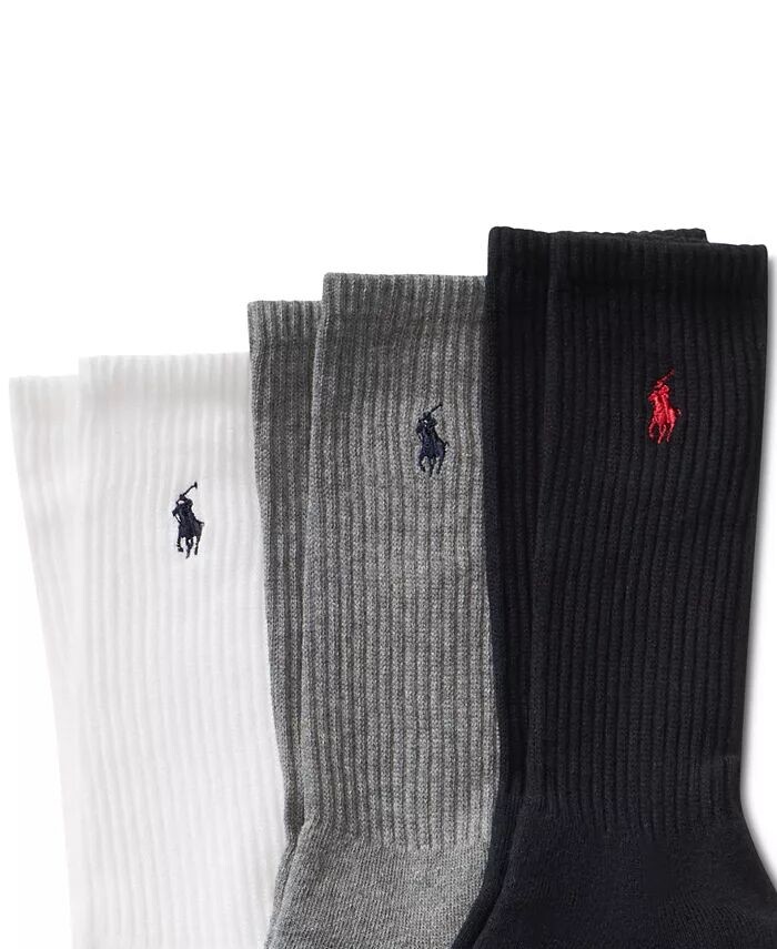 Мужские спортивные носки увеличенного размера, 3 пары Polo Ralph Lauren, мультиколор — фото 2