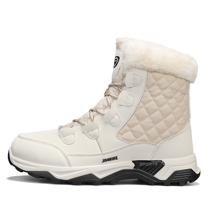 

King Jinmai Теплые и влагостойкие короткие зимние ботинки мужские бежевые, цвет Beige