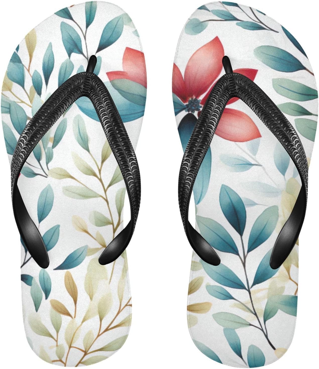 

Женские и мужские летние пляжные шлепанцы с зелено-красными листьями для душа Kfbe