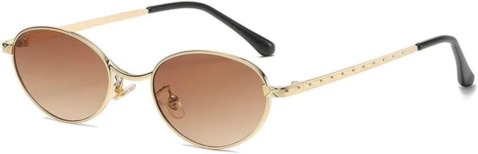 

Солнцезащитные очки LVTFCO овальной формы в стиле ретро для женщин и мужчин, металлическая оправа, круглые солнцезащитные очки для мужчин, защита от УФ-излучения UV400, 6