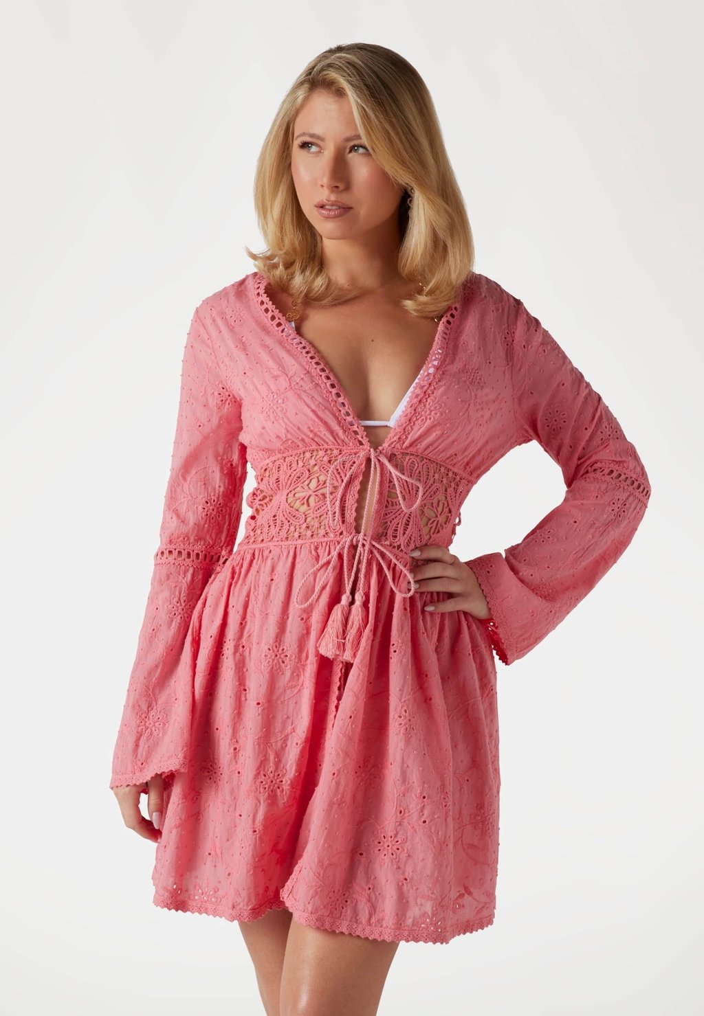 

Повседневное платье BRODERIE AJOURÉE Guess, розовый