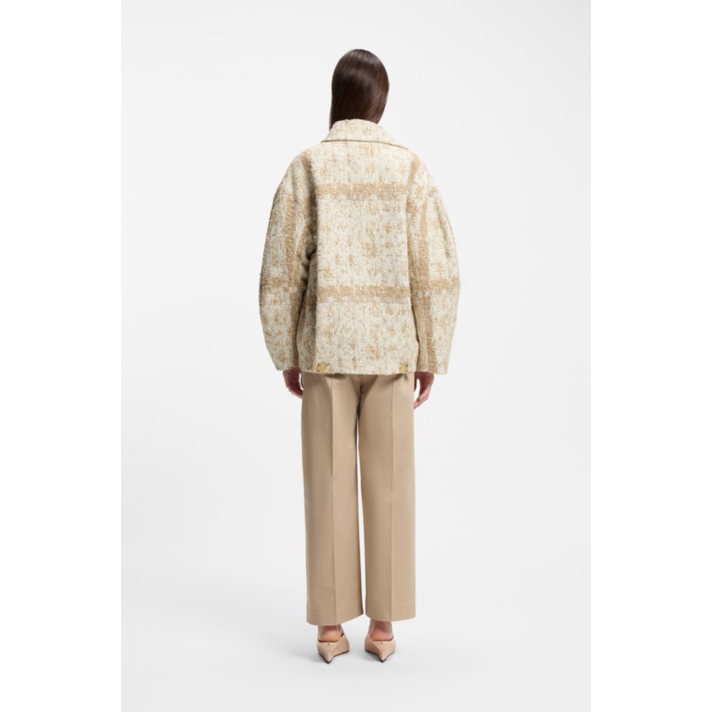 Пальто из клетчатого жаккарда с двубортной застежкой BOSS, patterned — фото 4