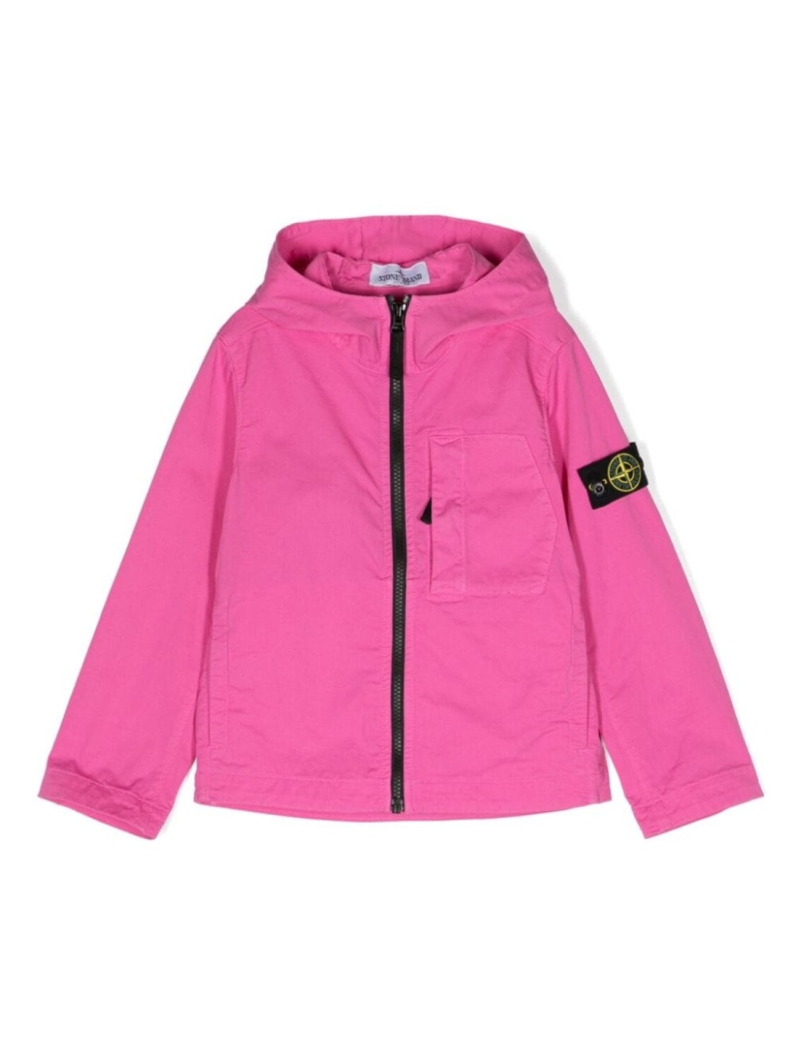 

Stone Island Junior твиловая куртка на молнии с капюшоном, розовый